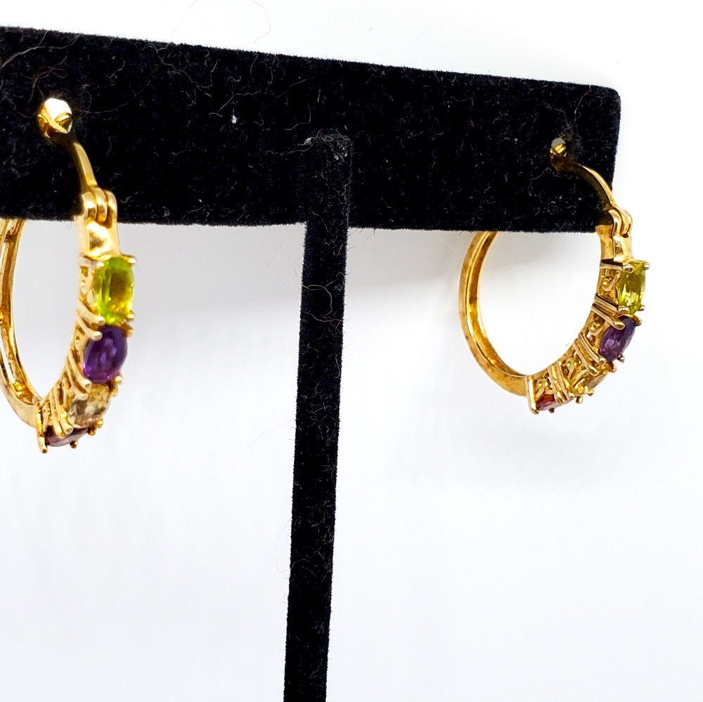 Semi Precious Gemstone Earrings Gold plated over Sterling Silver